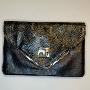 BCBGeneration snakeskin detail flap clutch